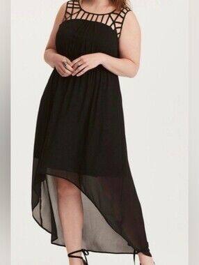 Torrid Black High-Low Chiffon Evening Cocktail Dress. Size 3X. NWT.